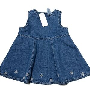NWT GAP Blue Denim Baby Dress with Embroidered Hem